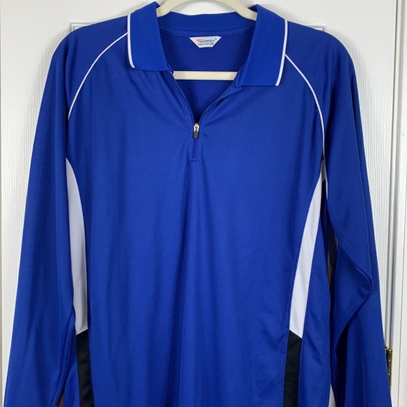 Tworoy blue long sleeved with white/black trim size 2XL. 1/4 zipper - Picture 2 of 7